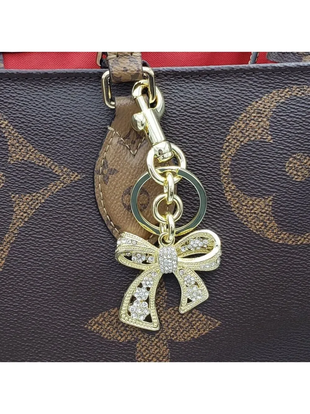 Authentic Louis Vuitton Lock & Key with Unbranded Ribbon Charm, Keychain